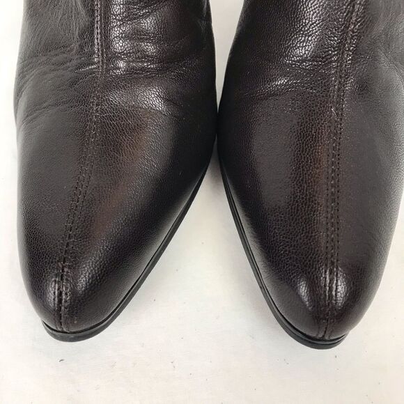 Colin Stuart Brown Leather Heeled Booties Sz 7 - Picture 4 of 8